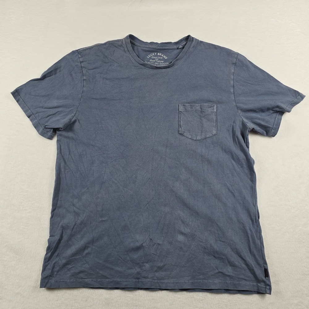 Lucky Brand Mens Blue 100% Cotton Short Sleeve Pocket T-Shirt Size Large